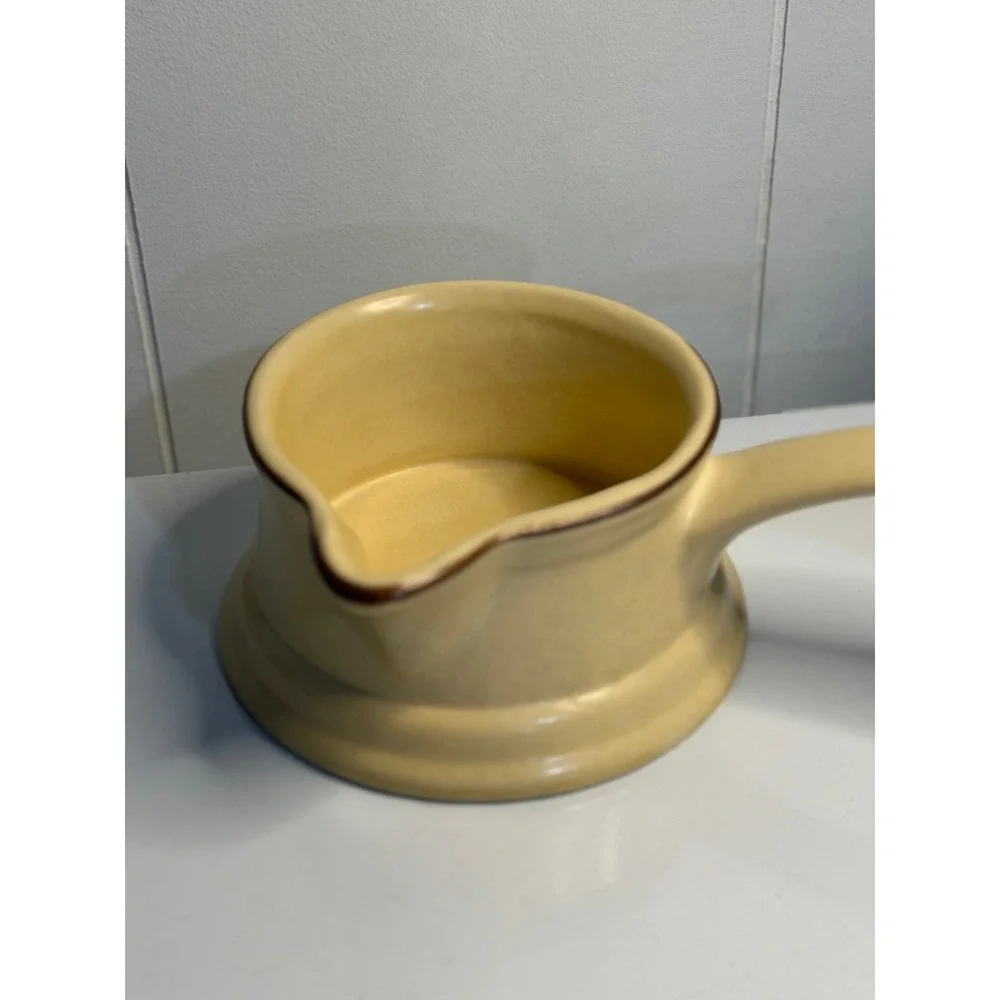 VTG‎ Pfaltzgraff Village Gravy Boat Tan Stoneware Sauce Server Farmhouse Kitchen